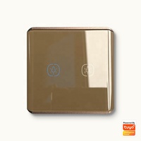 Interrupteur intelligent sans fil pour la maison, compatible Smart Life, Zigbee 3.0, 10A, double interrupteur tactile, design verre teinté, normes EU/UK