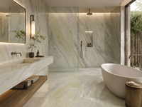 Dalles de marbre vert glace pour éviers sur pied, revêtements de sol de salle de bain, murs de douche, encadrements de cheminées, comptoirs de cuisine et îlots.