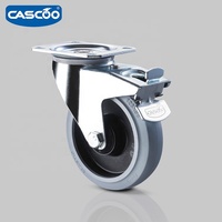 CASCOO Roulettes industrielles en nylon élastique de 5 pouces Roue de chariot à roulement à billes noire avec roulettes pivotantes pour conteneur d'expédition