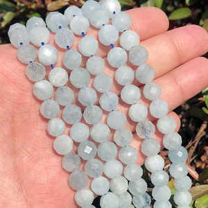 Haute Qualité 8mm Naturel Pierre À Facettes Bleu Aigue-Marine <span class=keywords><strong>Stonne</strong></span> Perles pour Perles Diy Bijoux 7.5'' - Product Image 3