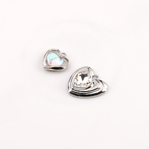 Pendentifs en alliage de cristal en forme de cœur avec serti clos pour la fabrication de bijoux DIY, accessoires unisexes pour un usage quotidien - Product Image 5
