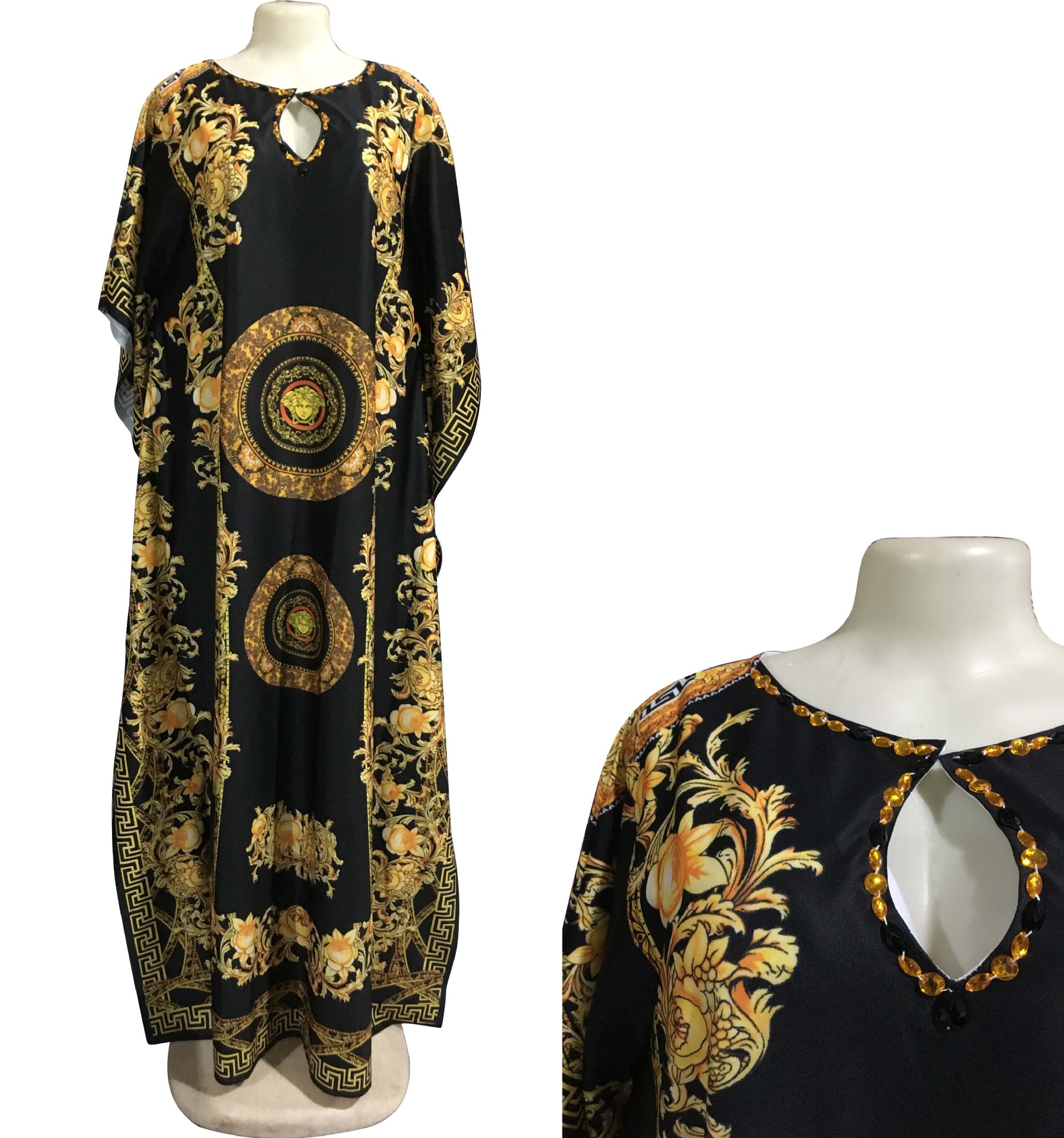African Print Long Church Dresses for Black Women Elegant Formal with Beads