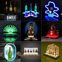 TERMEIN Luminaire de bar LED moderne personnalisé, Miroir infini 3D, Glorificateur de bouteilles en acrylique à 5 emplacements pour service VIP en boîte de nuit