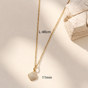 Collar con Colgante de Piedra CZ Chapado en <span class=keywords><strong>Oro</strong></span> de 18K, Estilo Brillante, de Acero Inoxidable Resistente al Deslustre, para Mujer, Joyería de Moda - Product Image 2