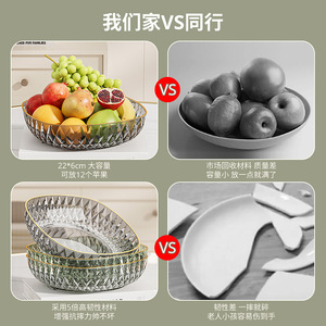 Light Luxury Fruit Bowl Set Plastic Gold Rimmed Serving Dish For Living Room Coffee Table Snack Candy Plate - Product Image 3