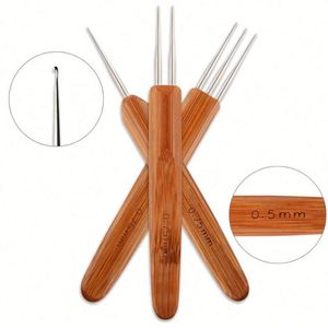 Crochet à tête métallique pour dreadlocks, manche en bambou carbonisé, pour perruque en fibre chimique - Product Image 1