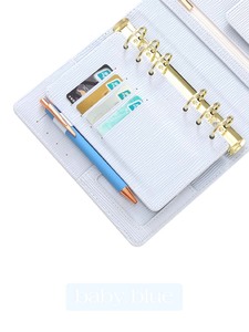 洪博最畅销的6环A6十字纹Epi皮革宽松仪表板飞叶，用于规划器，带6个卡槽 & 一个弹性笔环 - Product Image 6