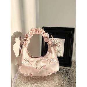 Sac à main pour femme de style coréen printemps 2025, sac nuage sous le bras haut de gamme avec nœud plissé et décoration en diamant, sac à bandoulière de niche - Product Image 4