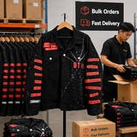 En stock – Blouson en jean KPOP ARIRANG des BTS Bangtan Boys, imprimé maillot Jimin, noir, décontracté, streetwear pour revendeurs