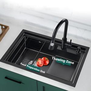 Bán buôn 304 thép không gỉ Nano Đen Nhà Vuông nhà bếp lưu vực bồn rửa với drainer Kit - Product Image 3