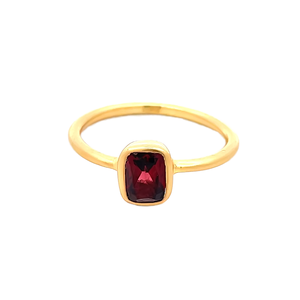 Anillo de boda clásico de oro macizo de 10K con diseño personalizado hecho a mano, engaste de bisel, granate y diamante de laboratorio VVS1 para mujer, estilo minimalista. - Product Image 4