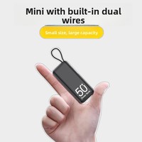 Power Bank Mini Ringan Portabel Pengisian Daya Super Cepat 5000mAh dengan Kabel Charger Tahan Lama