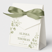 Boîte à dragées de mariage de luxe personnalisée avec ruban, boîte cadeau personnalisée pour les invités de mariage