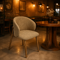 Chaises de salle à manger capitonnées modernes et contemporaines, design élégant et confortable, dossier rond, structure en bois massif, pieds en bois, pour la maison, le bureau, le bar à domicile