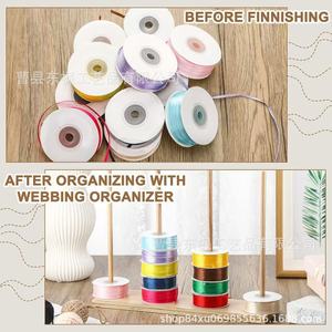 Wooden Spool Rack <b>Desktop</b> 3 Layers Solid Wood Ribbon Yarn Holder For Cake Flower Shops - Product Image 2