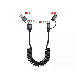 All'ingrosso PD 100W A molla A spirale di tipo C cavo di ricarica rapida 4 in 1 USB A/Type-C al cavo dati USB C - Product Image 5