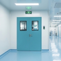 Porte de salle blanche pour laboratoire et hôpital, antistatique, conforme aux normes GMP, en polymère et acier inoxydable, avec double vitrage et fenêtre de visualisation thermique