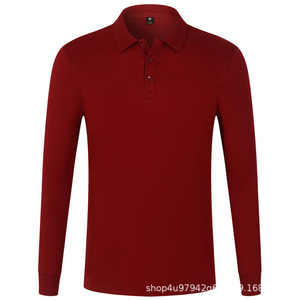 Chemises polo à manches longues en coton pur sur mesure, couleur unie, coupe ample, vêtements de travail pour adolescents, chemises publicitaires et culturelles - Product Image 2