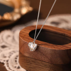 S925 Sterling Silver Freshwater <strong>Pearl</strong> Irregular Love <strong>Pendant</strong> <strong>Necklaces</strong> for Women Jewelry YB-XY-289 - Product Image 1
