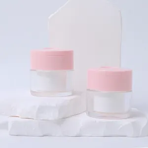 Couvercle intérieur de cuillère portable avec spatule pot de visage en plastique vide cosmétique blanc rose avec spatule pot de crème cosmétique en plastique