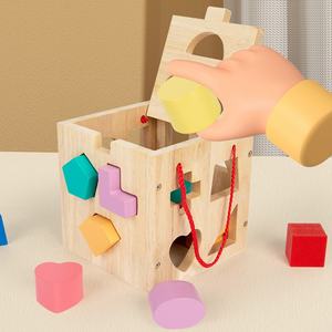 Juguete <span class=keywords><strong>de</strong></span> Madera para Clasificar Formas, Bloques <span class=keywords><strong>de</strong></span> Construcción Educativos Montessori para Niños Pequeños, Juguete <span class=keywords><strong>de</strong></span> Aprendizaje para Bebés, Venta al por Mayor OEM - Product Image 3
