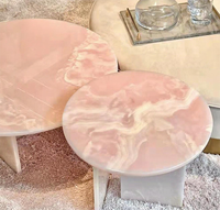 Table basse moderne en onyx rose avec marbre de jade rose, fourniture directe d'usine pour la maison ou la villa, idéale pour le mobilier de bureau à domicile