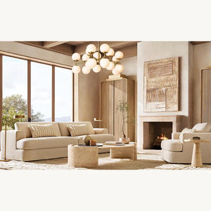 Ensemble <span class=keywords><strong>de</strong></span> canapés Rhoohill personnalisés en <span class=keywords><strong>tissu</strong></span> bouclé <span class=keywords><strong>de</strong></span> luxe RH, style rétro, pour salon, villa, canapé 3 places - Product Image 1