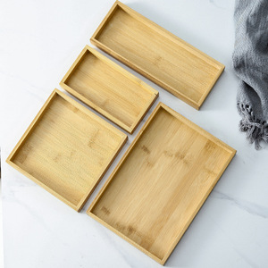 Bandejas de madera de bambú, bandeja rectangular de madera maciza para servir tazas de té y aperitivos, para uso en el hogar y la cocina, varios tamaños - Product Image 4