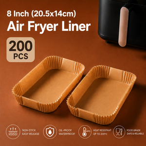200 feuilles de <span class=keywords><strong>papier</strong></span> sulfurisé rectangulaires marron jetables pour friteuse à air, antiadhésives, 20,5x14cm, 38gsm, approvisionnement en gros usine - Product Image 1