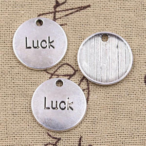 Breloques plaques chance 20x20mm Antique couleur argent pendentifs faisant bricolage à la main tibétain trouver des bijoux - Product Image 5