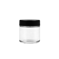 Botol kaca bulat mulut lebar 3oz 90ml 57mm untuk bunga atau teh dengan tutup hitam anti anak, logo dapat dikustomisasi