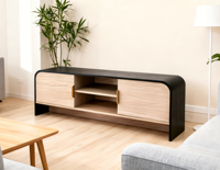 Meuble TV moderne en bois écologique pour salon avec armoire de rangement et étagère Convient aux téléviseurs de 65 pouces