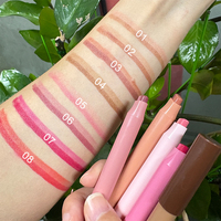 Set Lip Glaze Matte Cokelat, Lipstik Cair Velvet, Lip Mud, Lipliner, Tahan Lama, Anti Air, Anti Luntur, Perlengkapan Makeup untuk Wanita