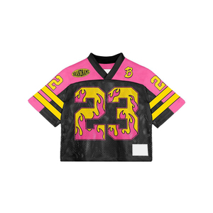 เสื้อยืดผู้ชายโอเวอร์ไซส์ผ้าเจอร์ซีย์ผ้าตาข่ายพิมพ์ลายวินเทจอเมริกันฟุตบอล - Product Image 1