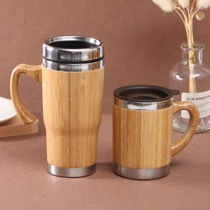 环保个性化雕刻竹不锈钢水瓶绝缘咖啡旅行真空杯，带泡茶器 - Product Image 5