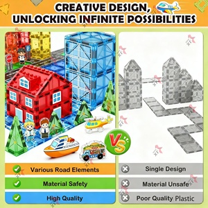 Nouvel ensemble <span class=keywords><strong>de</strong></span> jouets éducatifs 3D STEM tendance 2025 : Blocs <span class=keywords><strong>de</strong></span> <span class=keywords><strong>construction</strong></span> magnétiques magiques – 49 pièces <span class=keywords><strong>de</strong></span> tuiles magnétiques pour enfants - Product Image 2