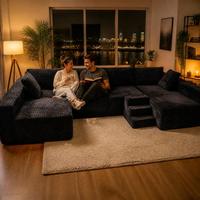 Canapé modulaire inclinable en velours côtelé compressible sous vide, grand ensemble de meubles de salon pour appartement et hôtel