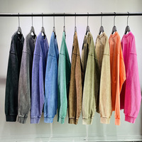 Hoodie Pria Batik Trend 420g Laris Manis, 100% Katun, Kerah Bulat, Warna Solid, Efek Vintage, Lengan Panjang untuk Musim Semi