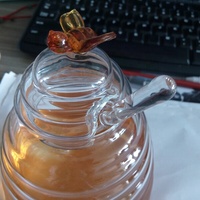 Bocaux à miel en verre borosilicate en forme de ruche avec couvercle, vente en gros