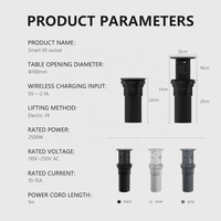 Enchufe Emergente Impermeable IP55 con Cargador Inalámbrico y Torre de Enchufes Integrada con USB para Cocina/Escritorio/Encimera, Enchufe UK, Negro