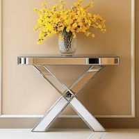 Table console en bois de chêne massif avec miroir OE HOME, design en cristal de diamant écrasé, garantie de 5 ans - Meubles de salon modernes