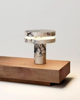 Lampe de table en marbre, lampe de sol/de table en fer de luxe en forme de champignon pour salon, chevet, villa, salle d'exposition d'art, lumière LED chaude