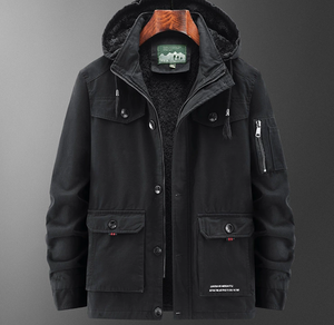 <span class=keywords><strong>Veste</strong></span> doublée de <span class=keywords><strong>polaire</strong></span> avec capuche, poches multiples, fermeture à boutons et fermeture à glissière - Product Image 4