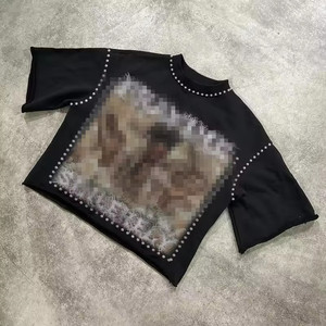 T-shirt streetwear surdimensionné en coton 100% tricoté de haute qualité, impression numérique personnalisée, 260 g/m² - Product Image 4