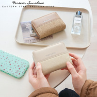 Denim Patchwork Fashion Klasik Gaya Korea Dompet Wanita Multifungsi Lintas Batas Pola Geometris Lipat Dua Poliester
