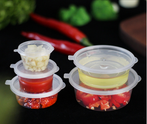 Tasses jetables en plastique PP pour portions de sauce 1oz 1.5oz 2oz 3oz 4oz bols de service à condiments contenant de charcuterie avec couvercle à charnière - Product Image 4