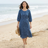 Robe longue maxi en laine crochetée imprimée pour femme, style OEM ODM, ample, à manches longues, en modal doux, vintage, élégante, pour le bureau ou les soirées, col montant, épaisse