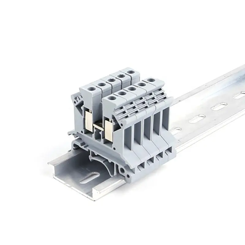 UK 2.5B Grey Anti Flaming Universal Installation Panel Mounted Feed Through Screw Cage DIN Rail Screw Electric Terminal Block