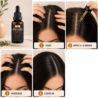 Sérum capillaire en gros OEM sous marque privée au gingembre, romarin et huile de ricin pour nourrir les racines des cheveux et soigner les cheveux clairsemés et le cuir chevelu sec