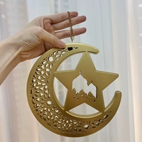 Ornements en bois dorés en forme de lune islamiques pour le Ramadan, décorations suspendues pour l'Aïd Moubarak, nouvelle décoration Ramadan Kareem